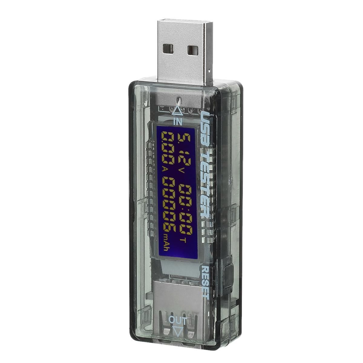 USB Current & Voltage Capacity Testing Meter w/ 1.2" LCD - Black