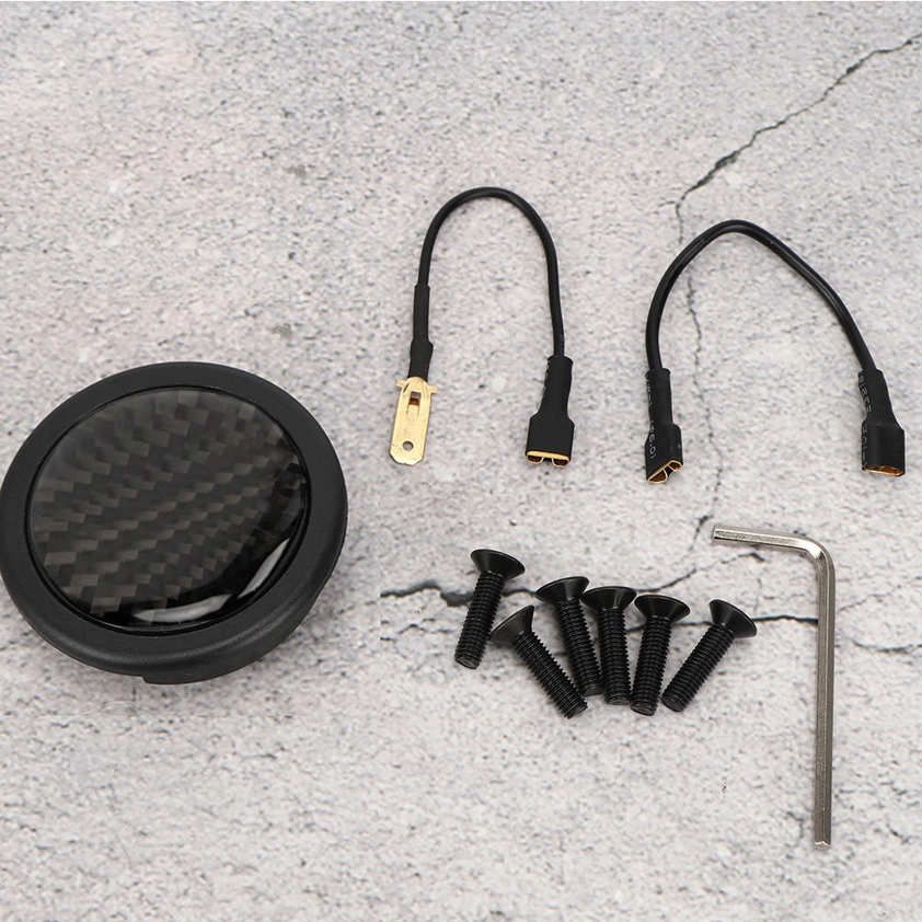 KIMISS Steering Wheel Button Carbon Fiber Horn Push Kit for 6 Bolts Sparco Auto Car Modified Parts