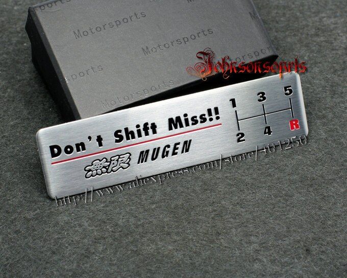 1 PCS  Aluminum Alloy 3D MUGEN Don't Shift Miss!! Badge Emblem 100mm*26mm