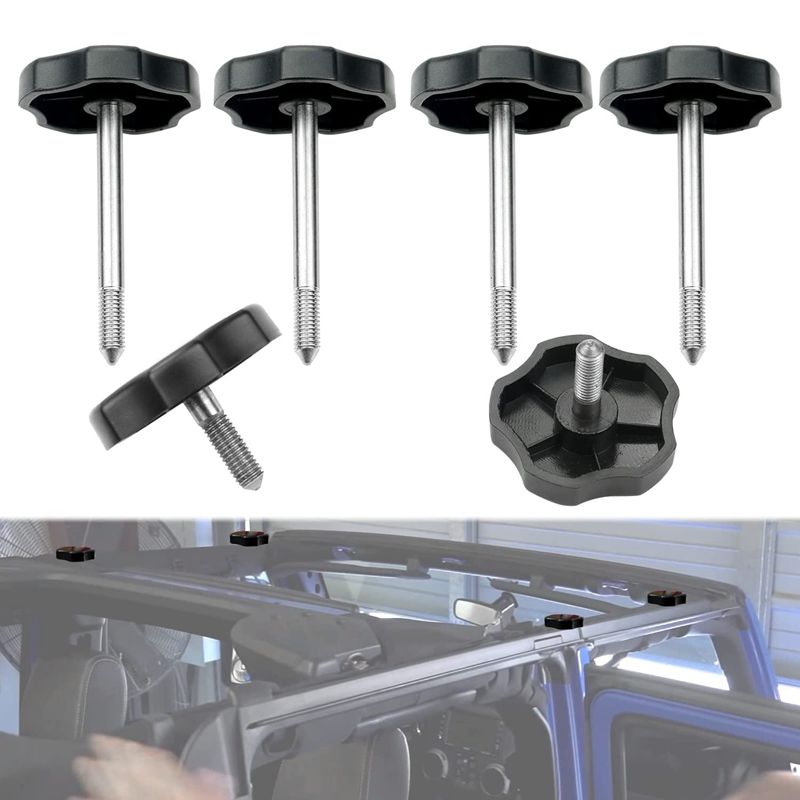 Soft Top Window Frame Door Surround Knob Screw with Pin for Jeep Wrangler JK 4-Door 2007-2018 (4 Long +2 Short)