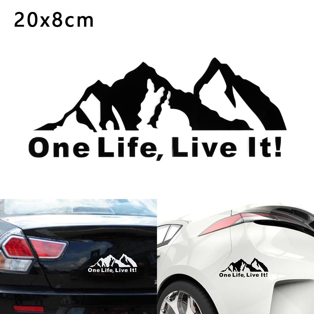 1pcs ONE LIFE LIVE IT ! Off Road Mountain Silhouette Car Sticker Window Vinyl Decals for Car Styling