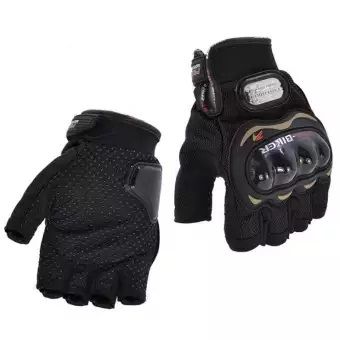 PRO BIKER Half Fingered Hand Gloves/Riding Gloves-Black
