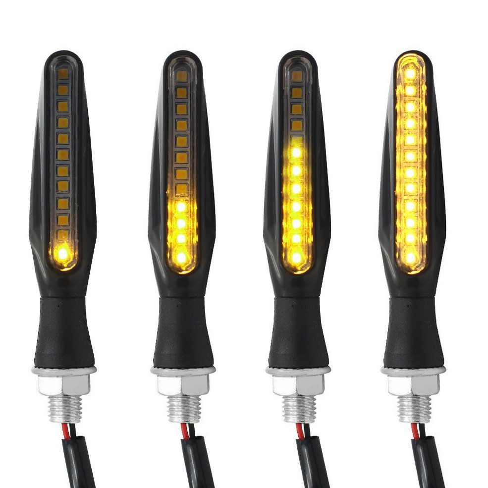 HA 4pcs Motorcycle LED Turn Signal Electric Vehicle Motoebike Front and Rear General Headlights Signal Lights-4 pcs Black