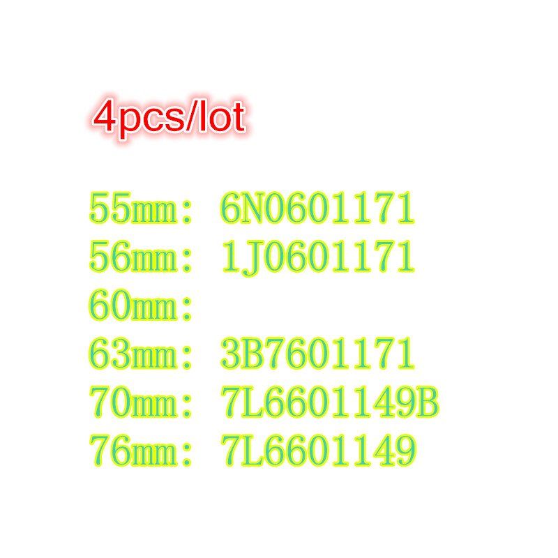4pcs /lot 55mm 56mm 60mm 63mm 65mm 70mm 76mm VW Wheel center caps cover hub car badge emblem for volkswagen Transporter