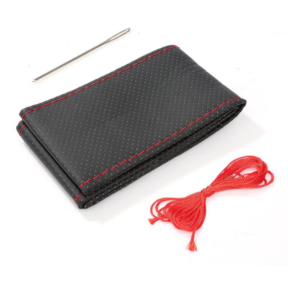 Auto Car Steering Wheel Cover With Needles And Thread Leather Car Covers Suite