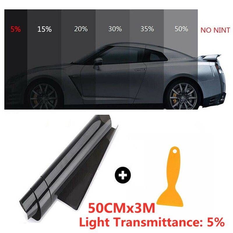 1 Roll 50cm X 3m 5/15/20/35/50 Percent VLT Window Tint Film Glass Sticker Sun Shade Film for Car UV Protector foils Sticker Films