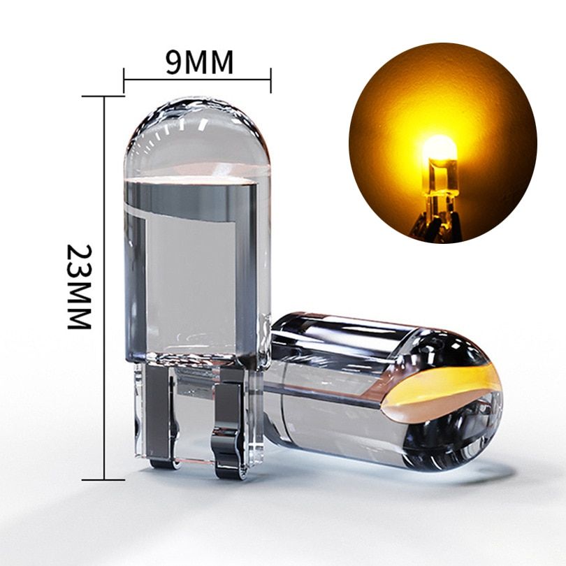 2/10 Pcs Super Bright W5W 194 T10 LED Glass Housing Cob Car Bulb 6000K White Green Blue Red Wedge License Plate Lamp Dome Light-2pcs