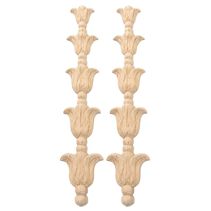 2X Wood Carved Corner Onlay Applique Unpainted Frame Decal for Home Furniture Decor Style:1