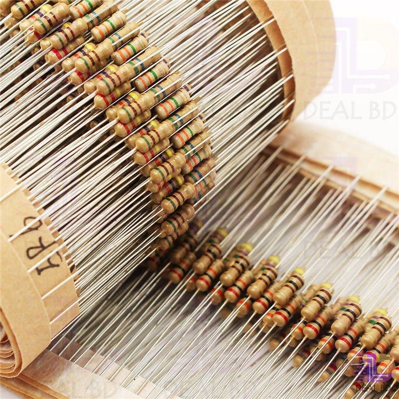 50Pcs 1K Resistor 1K Ohm Carbon Film Resistor 1K 1/4W Resistance 0.25 Watt 5% Tolerance Fixed Resistors For Passive Components Parts