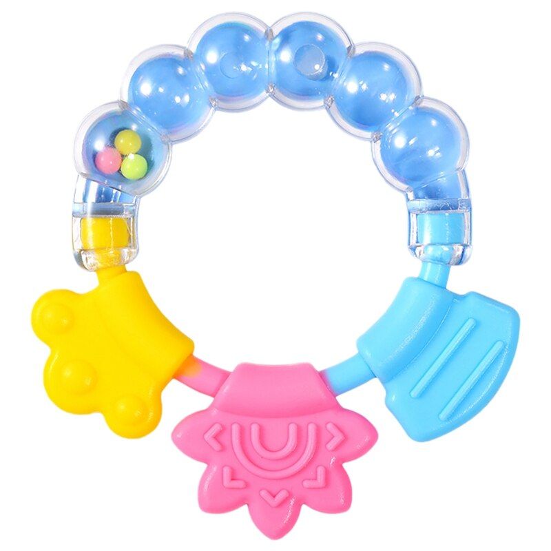 F-B 2020 New Brand Newborn Infant Baby Silicone Teether Teething Biting baby Rattle Toy 3 colors Handbell Jingle