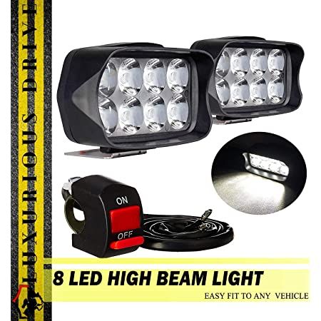 [[[2pcs]]][[[Waterproof]][[[8LED]]Fog Light Road Driving Work Lamp with Handlebar Switch for Bike Cars and Motorcycle[[[12W-12V[[[White Light]]]]RRI