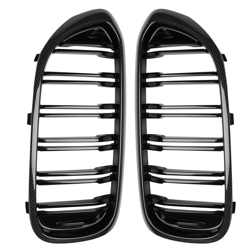 JAERBEE Front Bumper Kidney Grille Dual Line Mesh Grille for BMW 5 Series G30 G38 525I 530I 540I 550I 2017-2020, Carbon Fiber