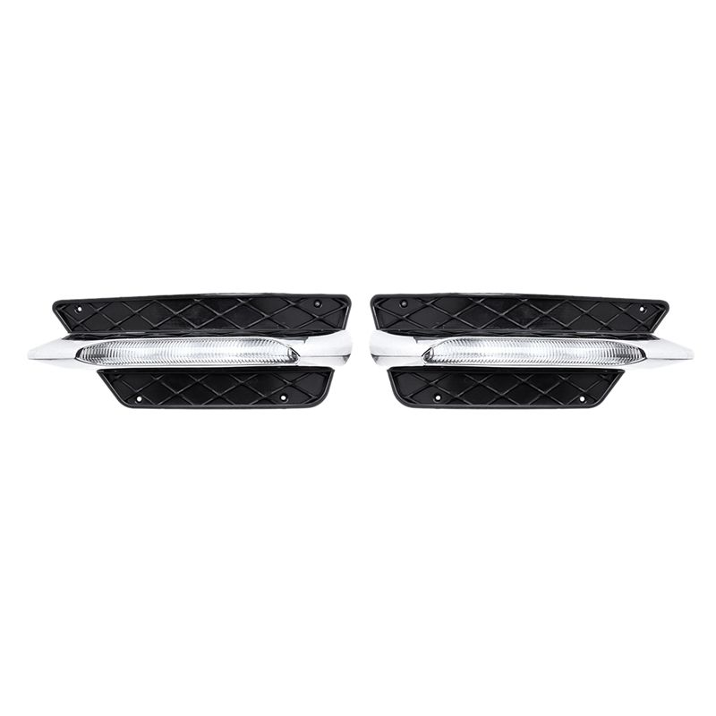 1 Pair DRL Front Bumper Grill Molding LED Fog Light Daytime Running Light Fog Lamp for Mercedes-Benz W204, Left & Right