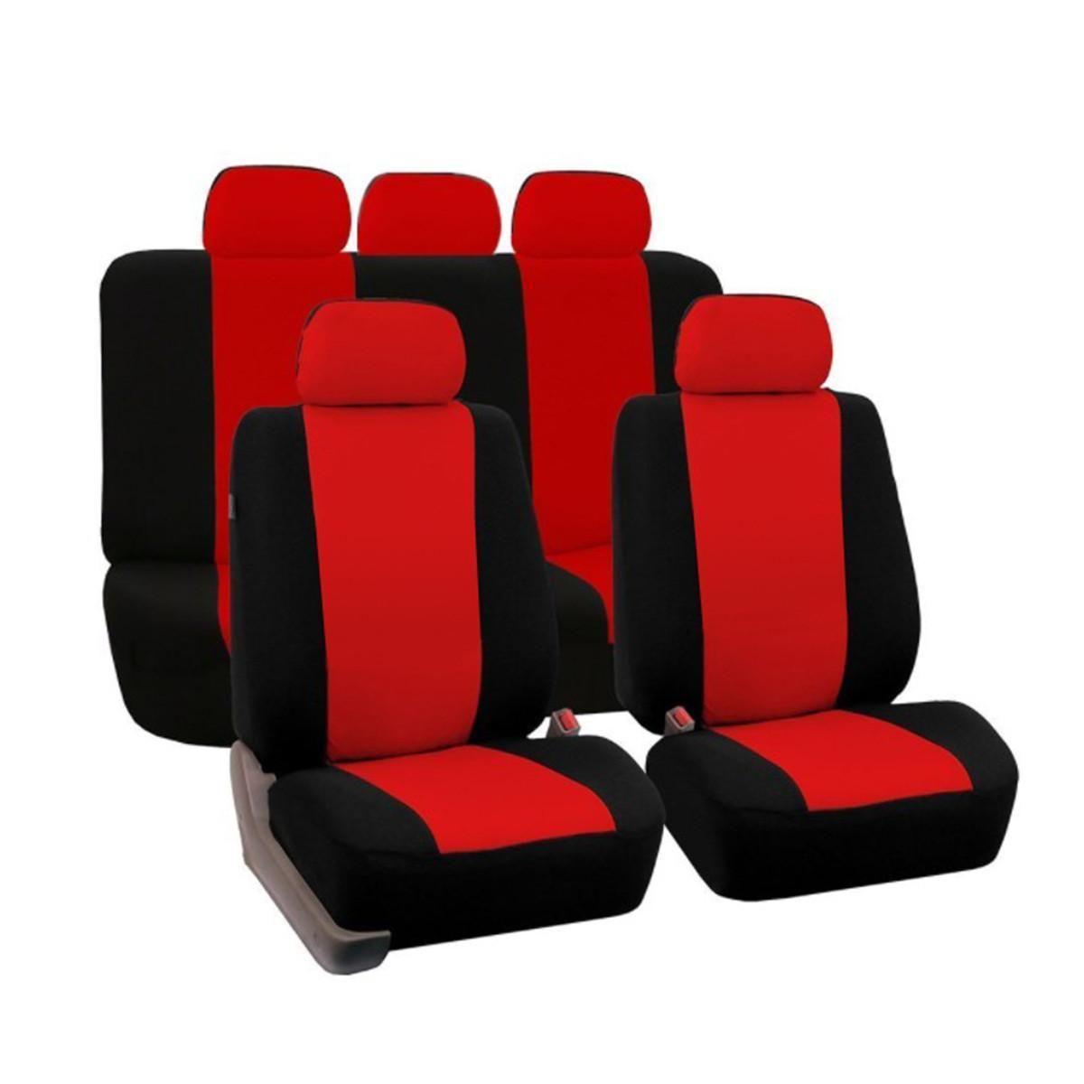 Full Set Car Seat Covers Polyester For Auto Truck SUV 5 Heads Red