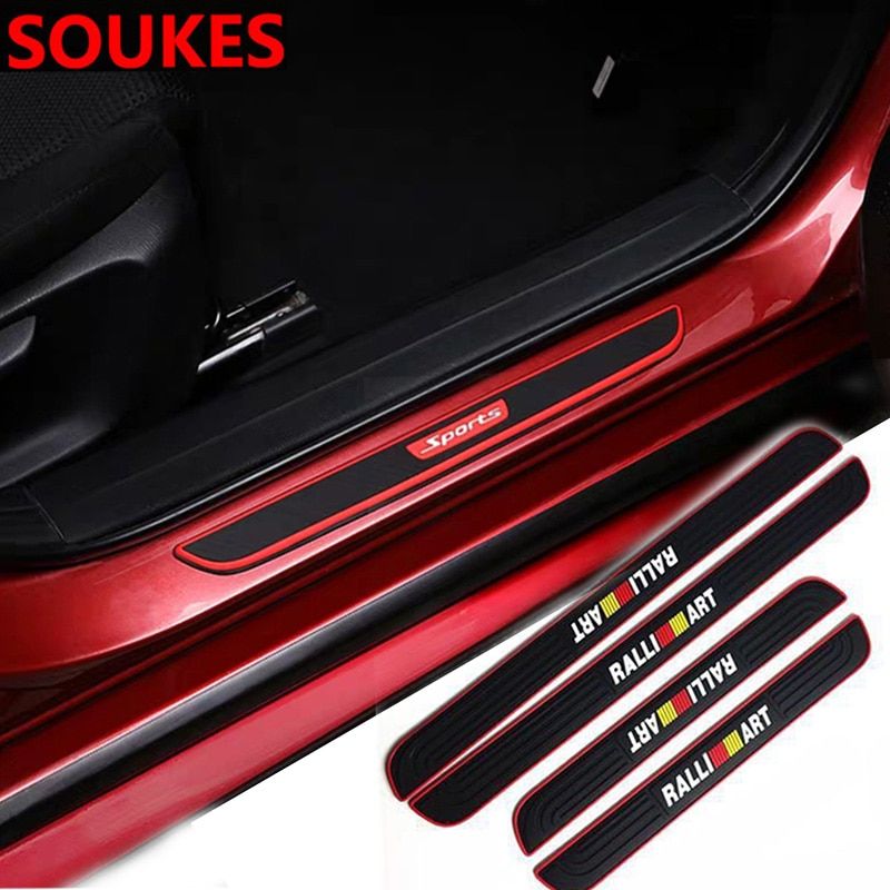 Sport Rubber Car Door Threshold Guard Sill Plate Sticker For Fiat 500 Abarth Mercedes W176 W204 W210 W203 E BMW E60 E36 E34 E90