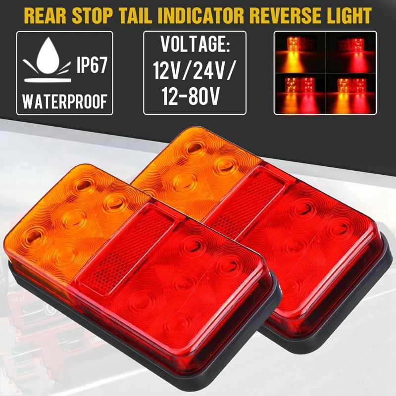 BRADOO- 2Pcs Car LED Trailer Tail Light 12V-80V Truck Side Light 10LED Truck Turn Signal Light for Truck Boat Pickup RV UTV