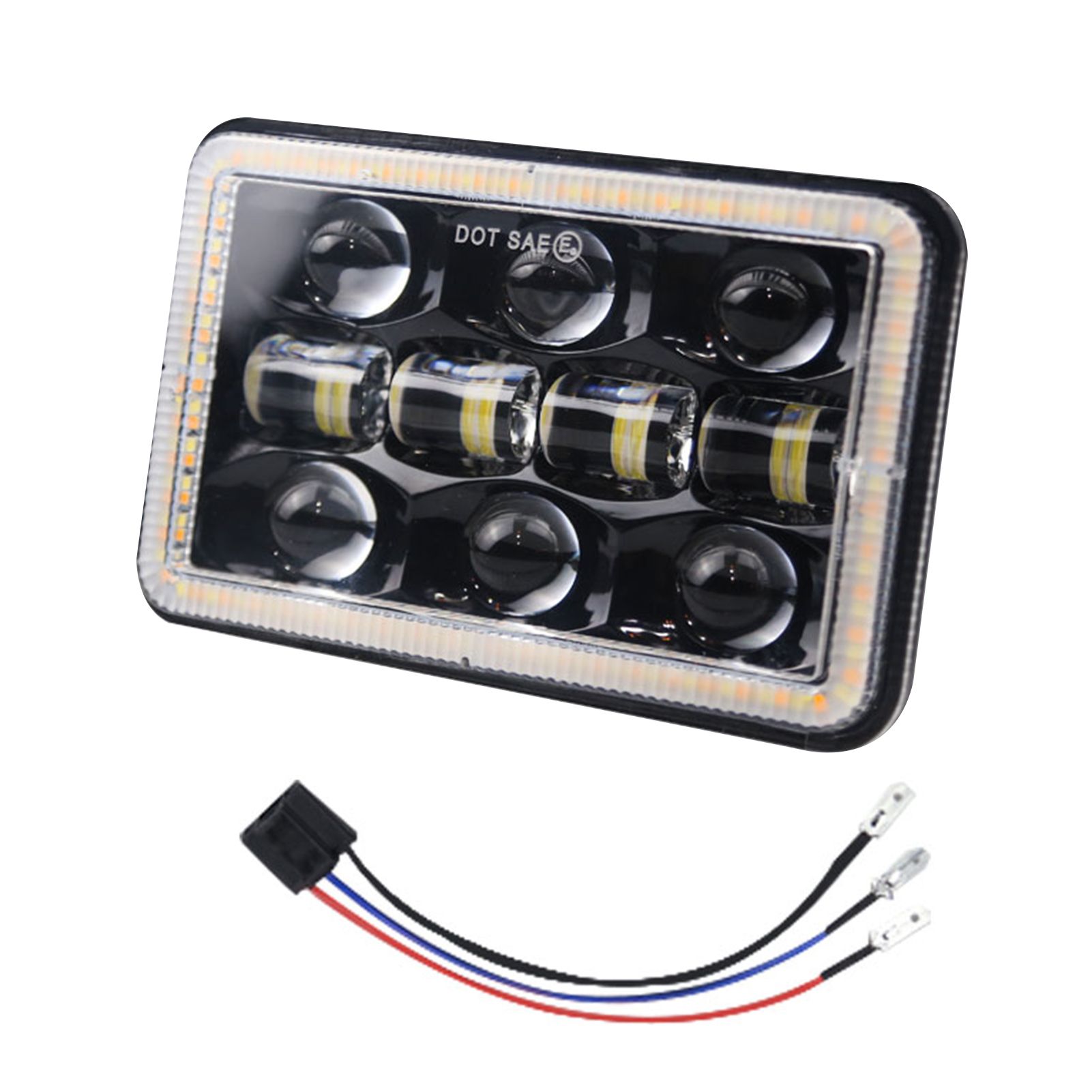1PCS Car LED Headlight 5in 300W Square Headlamp Super Bright H4 Plug Replacement for Jeep Wrangler Land Rover Defender Hummer