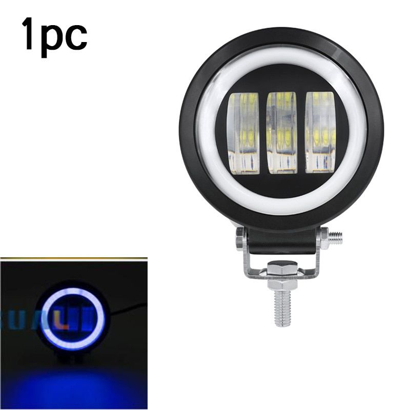 6D Lens 5 Inch Led Work Light 30W 12V 24V 6000K White Flood Beam For Motorcycle SUV Car 4x4 Truck Offroad 5" Driving Lights-1pcs Round blue
