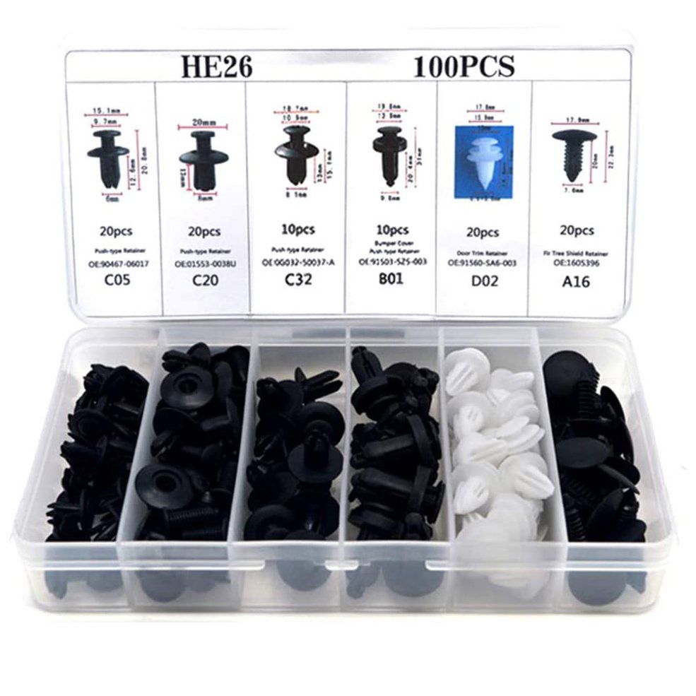 100 PCS Automotive Fasteners Clip Mixed Car Body Push Retainer Pin Rivets