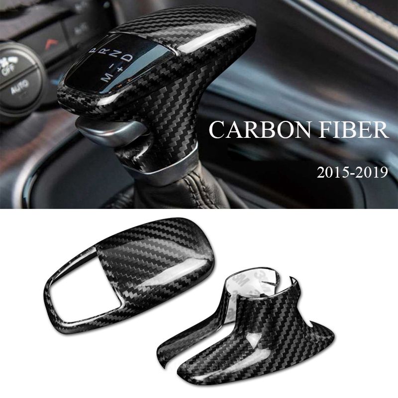 Carbon Fiber Gear Shift Knob Cover Trim Gear Shift Head Decoration for Dodge Challenger Charger 2015-2019