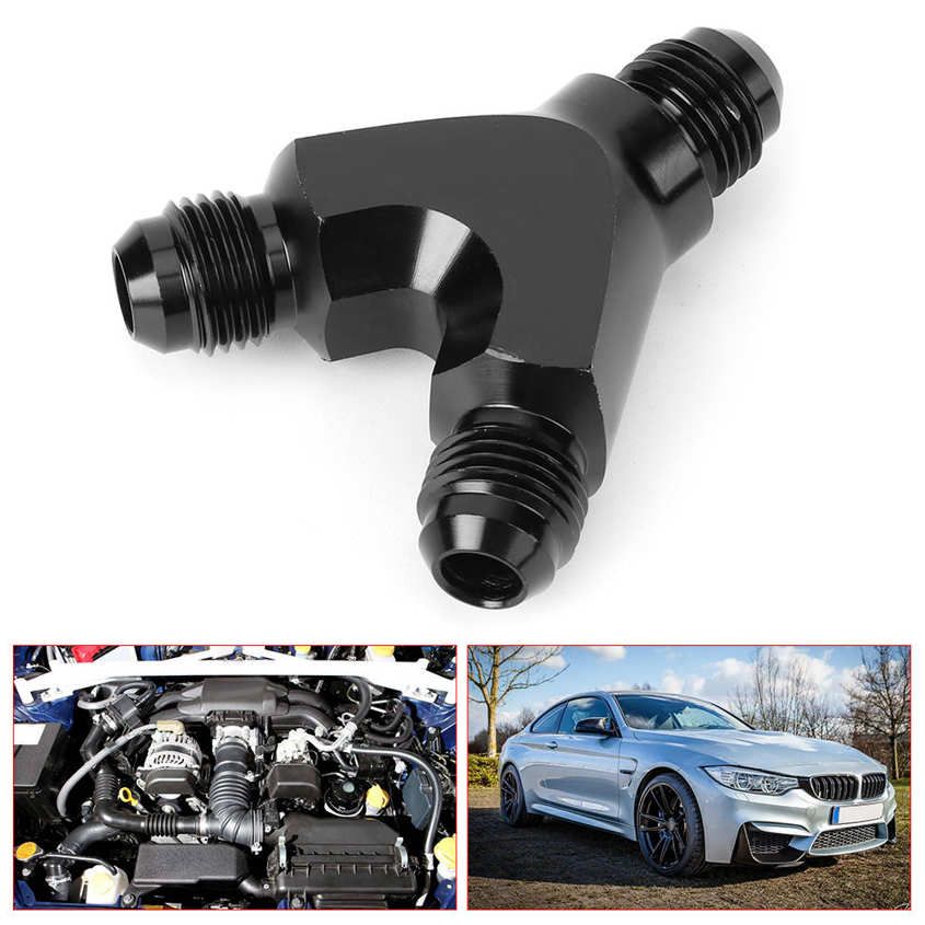 Aluminum Alloy 3-Way Fitting Adapter Y Type AN6 6AN Male to 2X Black