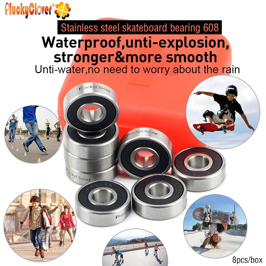 8pc s608-2rs Stainless Steel Bearing 608 for Finger spinner Toy gyro Roller Skates Shoes Single Rocker Skateboard Bearing Skates