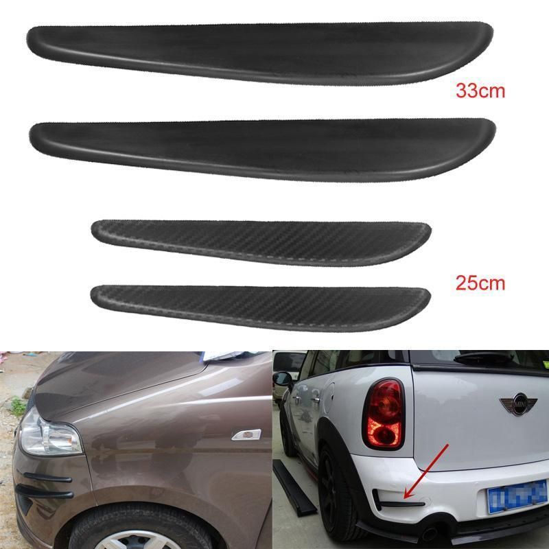 2x Car Bumper Protector Corner Guard Scratch Sticker Carbon Fiber Texture Rubber 32CM