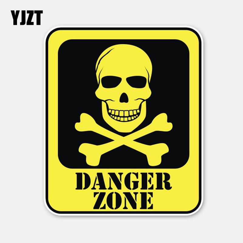 YJZT 11.5CM*9.7CM Car Styling Danger Zone Skull Head Warning Helmet Car Sticker Decal 6-3061