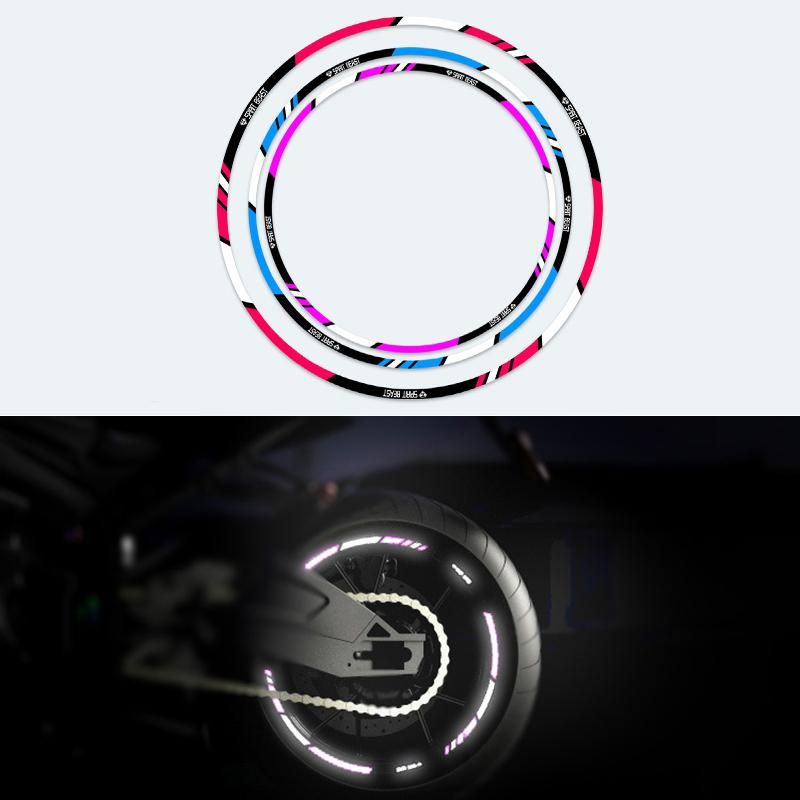 Car Motorcycle Stickers Decals Reflective Strips Motocross Wheels 10/12/18in Motor Bike Rims Tape Tire Sticker Car Styling r20