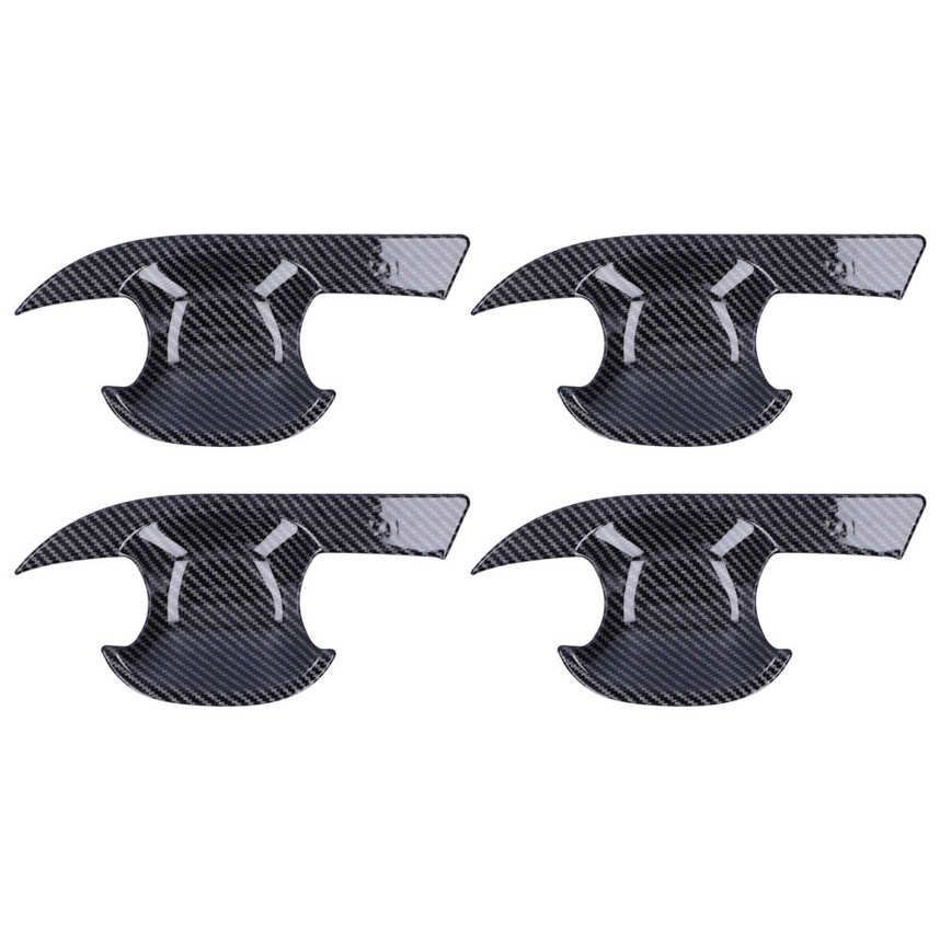 Romeng La Car Door Handle Bowl Cup Cover Trim Carbon Fiber Style Decor Fit for RAV4 2019-2021