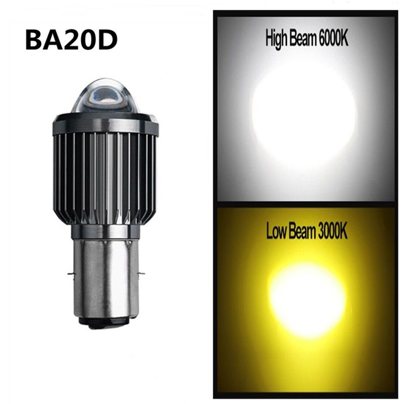 H4 Ba20D LED Motorcycle Headlight Bulbs White Condenser Lens Fog Lamp 12V 3000K 6000K Headlamp