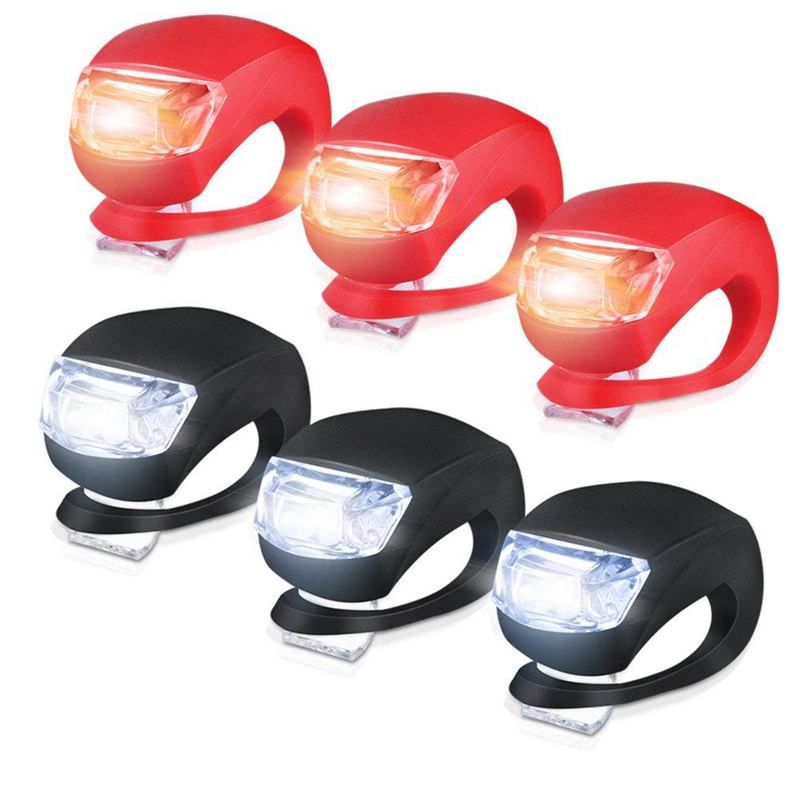 Silicone Light Bike Lamp, 6 pcs LED Bike Light Set (3x LED White & 3x LED red light) Flashlight Flashlight for Mountainbikes Camping and Daily use