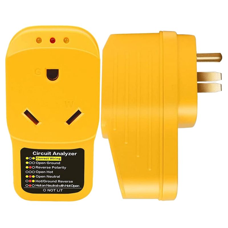 2PCS RV Surge Protector 30A RV Circuit Analyzer with LED Indicator Light for Travel Trailers 30Amp Male to 30Amp Female