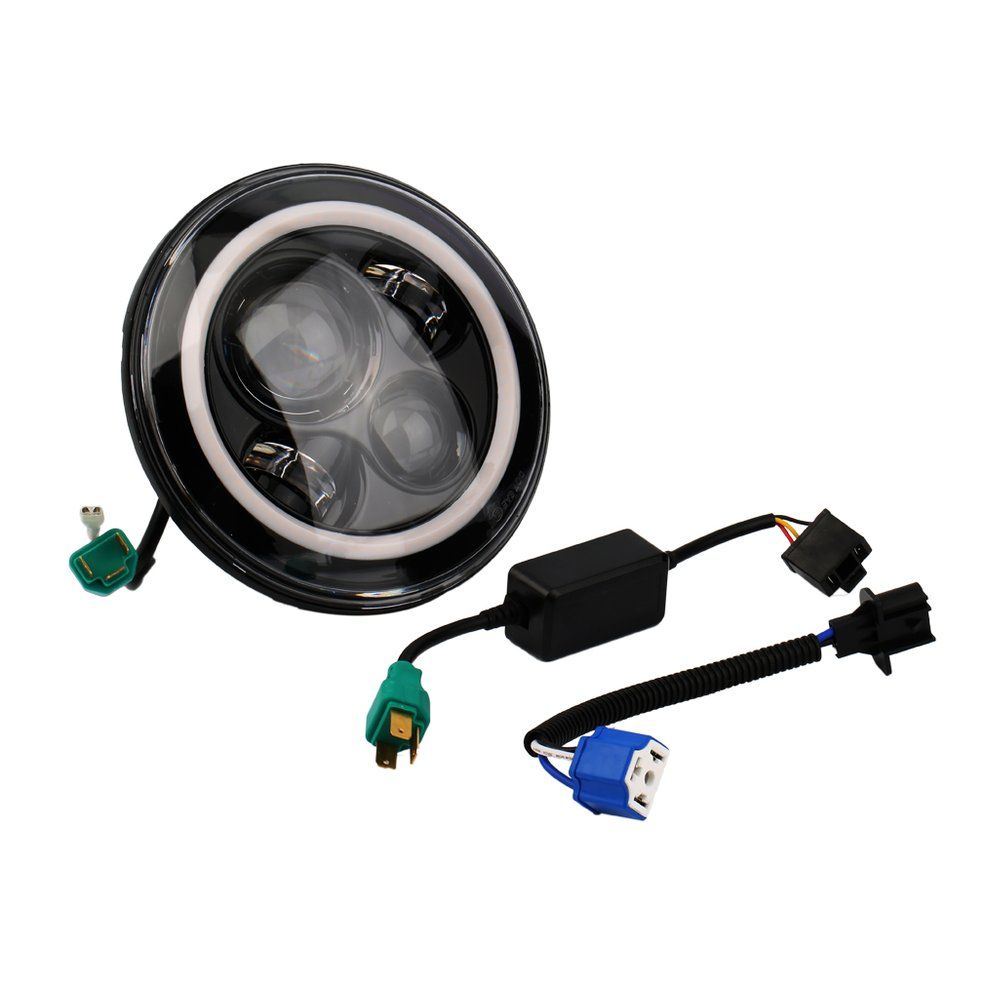 Good 45W New LED Black Projector Headlights With Angle Circle For Car-yellow