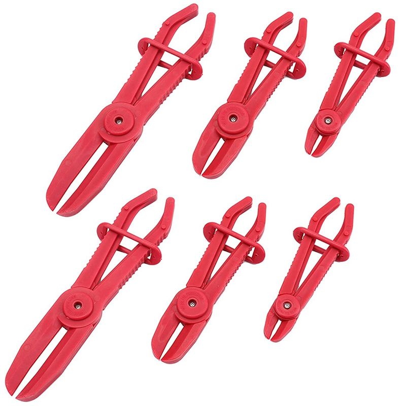 6 Pack Hose Clamp Pliers,Line Clamps Pinch Pliers for Brake Hoses, Fuel Hoses,Gas Lines,Coolant Hoses,Radiator Hoses,Red