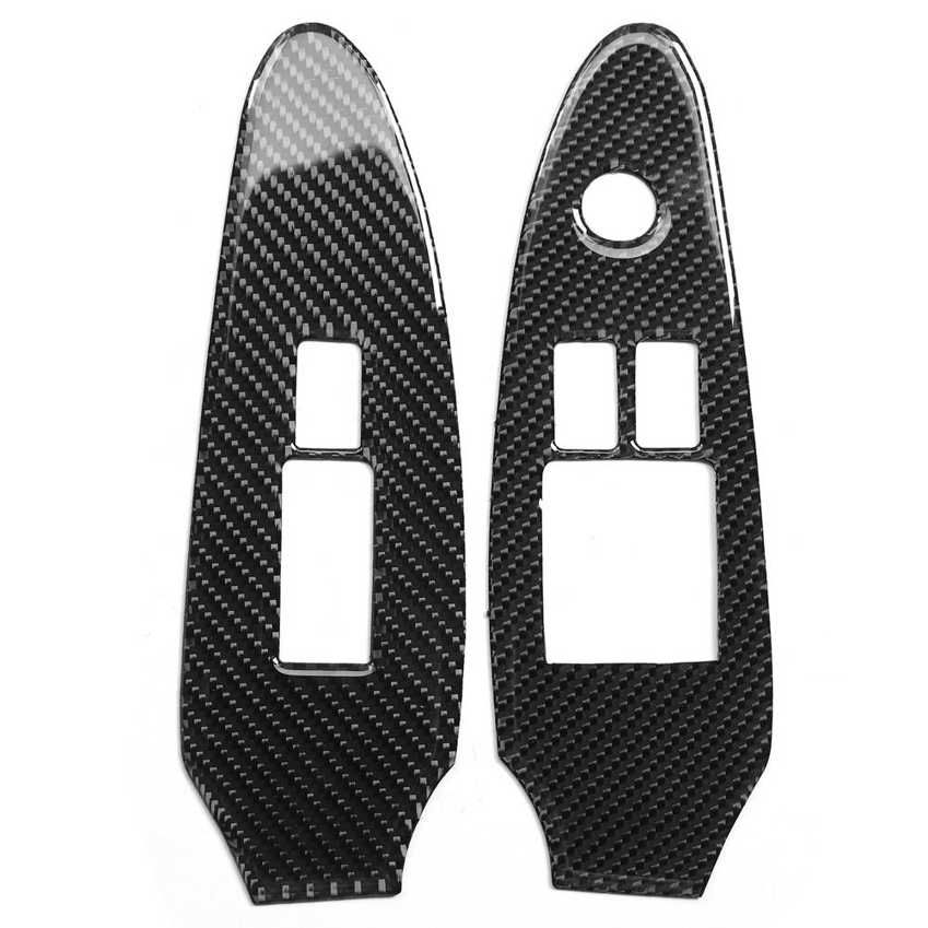 Car Window Lift Button Panel 2pcs Carbon Fiber Switch Cover Frame Fit for Nissan 370Z Z34 2009‑2020