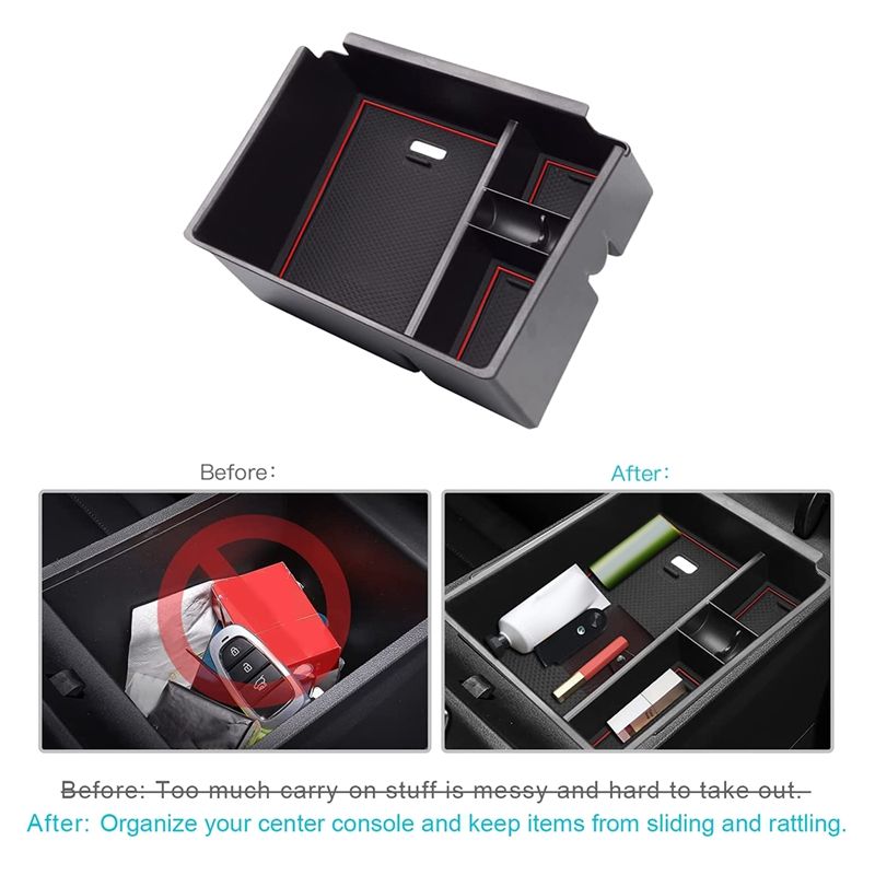 Car Central Console Armrest Storage Box Holder Interior Organizer G Tray for Hyundai Santa Cruz 2022 + Red