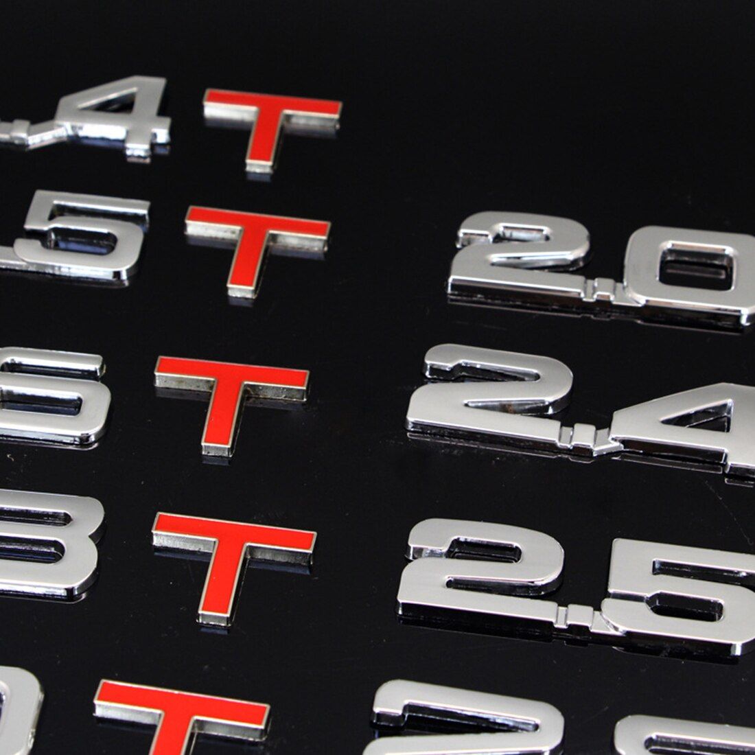 1.3/1.5/1.6/1.8/2.0/2.2/2.5/3.0T Displacement Mark Emblem Badge 3D Car Stickers Automobiles Motorcycles Decorating Accessories