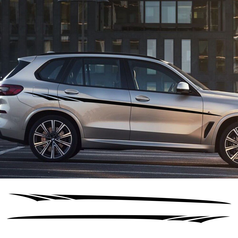 2pcs For Volkswagen Audi BMW Ford Toyota Nissan Long Stripe Car Stickers Auto Side Vinyl Decals Tuning Car Universal Accessories