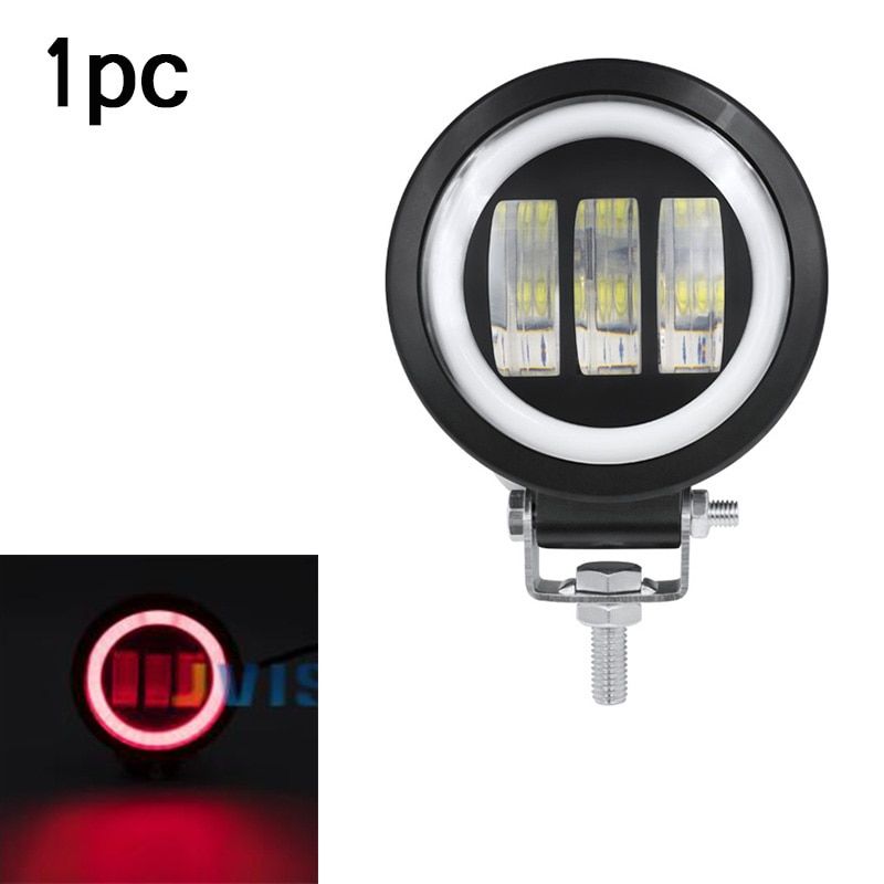 6D Lens 5 Inch Led Work Light 30W 12V 24V 6000K White Flood Beam For Motorcycle SUV Car 4x4 Truck Offroad 5" Driving Lights-1pcs Round red