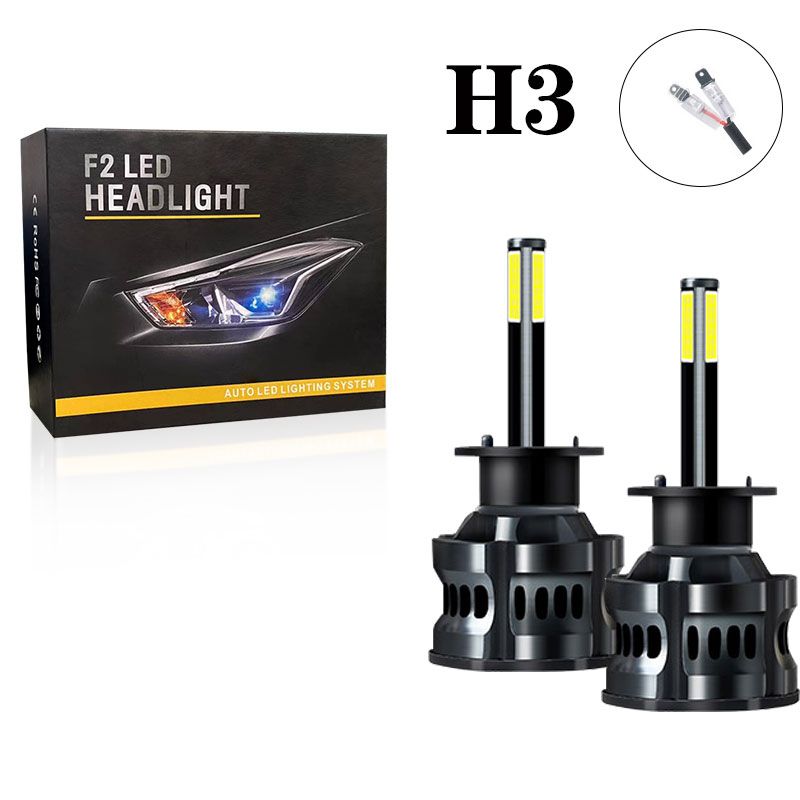 Night Ray (Model:H3) 2Pcs LED Headlight Bulb H4 Car Light 8 Side LED COB Chip 100W 20000LM H7 H1 H3 H8 H11 9005 HB3 9006 HB4 HIR2 9012 Canbus 6000K Car Fog Light