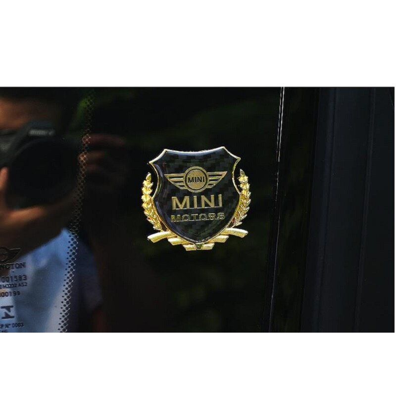 2PCS/SET Mini Coopers R56 R50 R53 F56 F55 R60 R57 Car sticker Wheat spike carbon fiber Trim Plastic With Flag Works Emble Logo