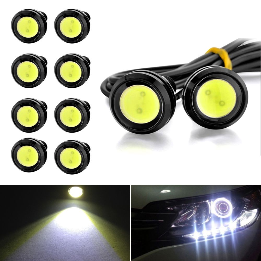 18mm/23mm Eagle Eye LED Bulb,DRL Light Ultra Thin Waterproof Black Aluminum Shell Car Motorcycle Turn Signal Light Fog Tail Backup Reverse Light,10-Pack