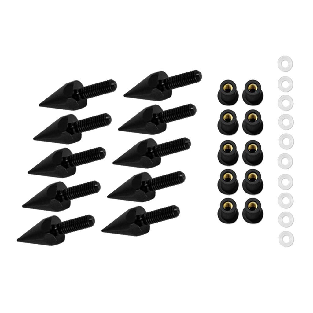 10x M5 New Aluminium Alloy Motorcycle Windscreen Bolts Screws Fasteners Kit - Black