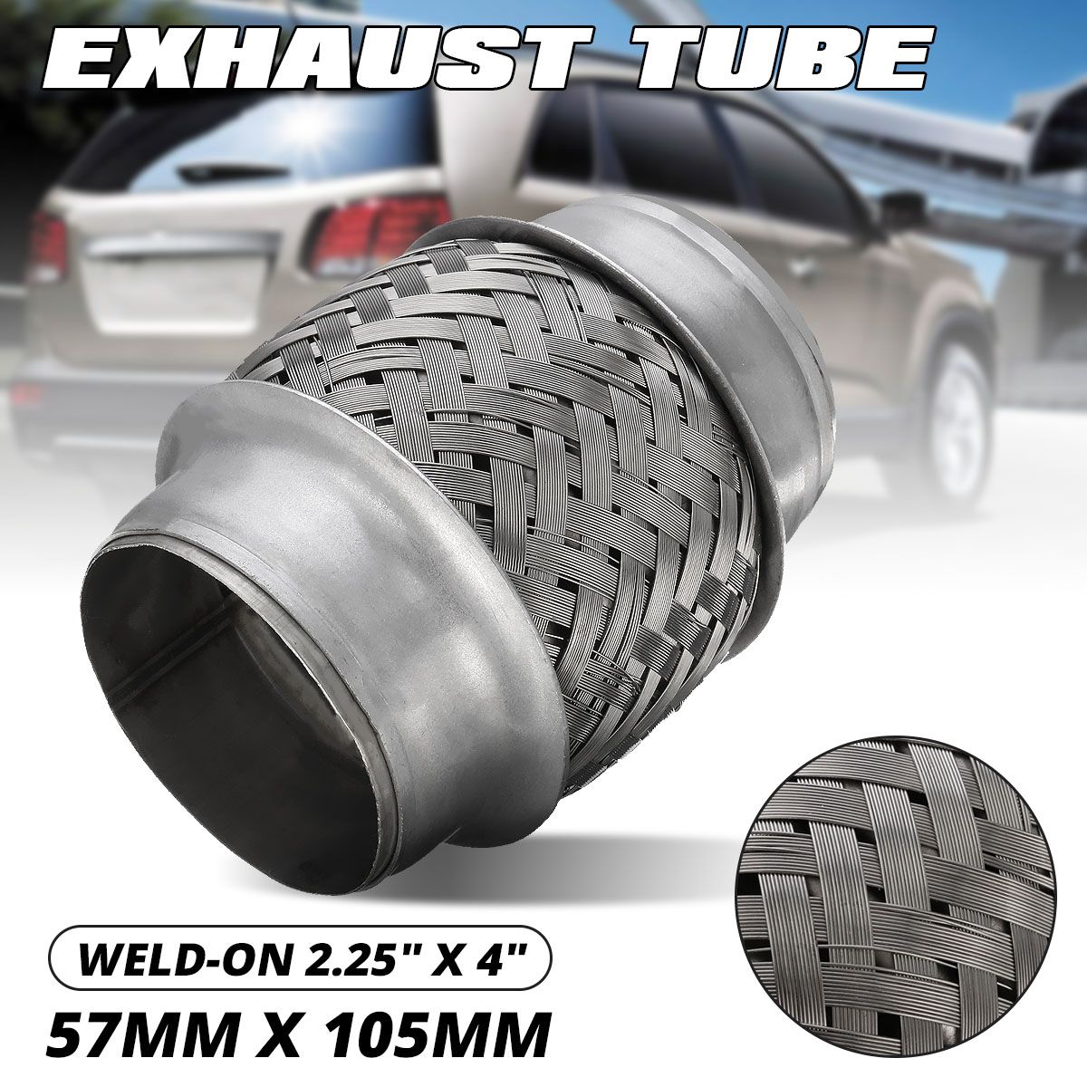 Speed living 2.25" x 4" Exhaust Flexible Joint Weld-On Repair Flexi Pipe tube Flex 57mm x 105mm