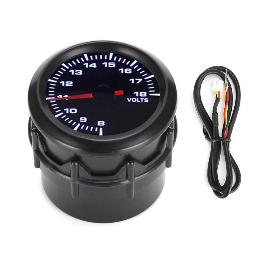 qiilu 52mm / 2in voltmeter dashboard meter black single color led display screen car modification instrument
