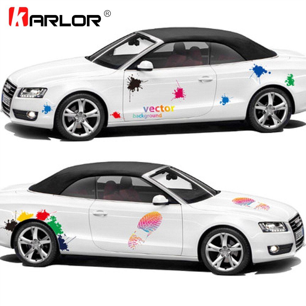 DIY Colorful Decoration Car Stickers High-quality Footprint Splashing Ink Graffiti Painted Stickers Auto Car Accessories Decals