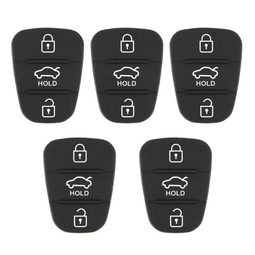 5pcs Replacement Remote Car Key Shell Rubber 3-Button Pad Fit for Hyundai Fit for Kia