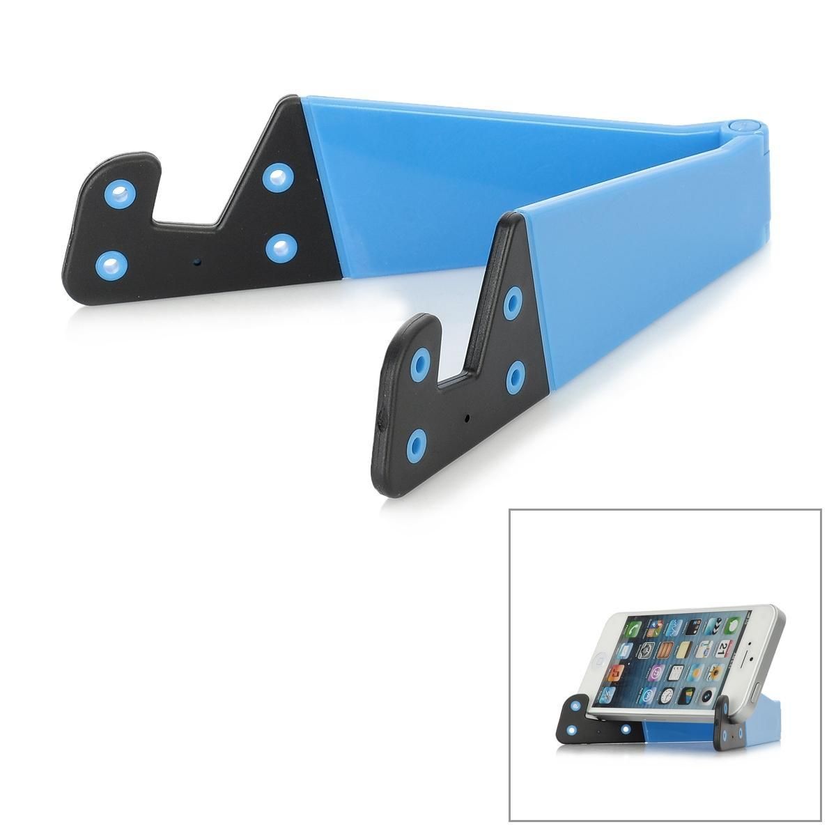Stylish Folding Stand Holder Support for Iphone / Ipad / Samsung / HTC + More - Blue + Black