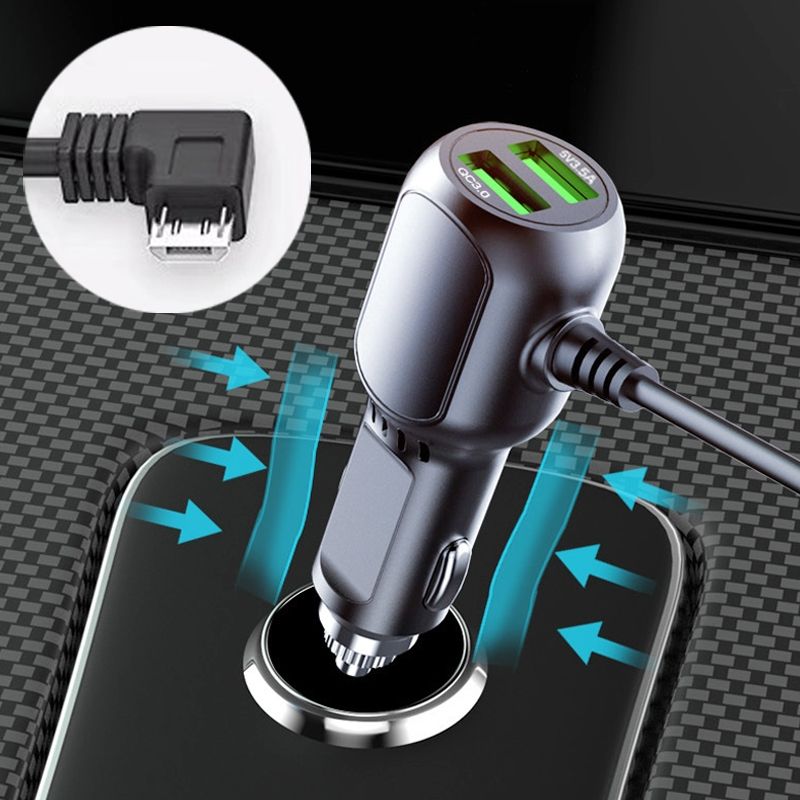 JY-1904 Car Charger Fast Charging Step-Down Line Android Micro USB Right